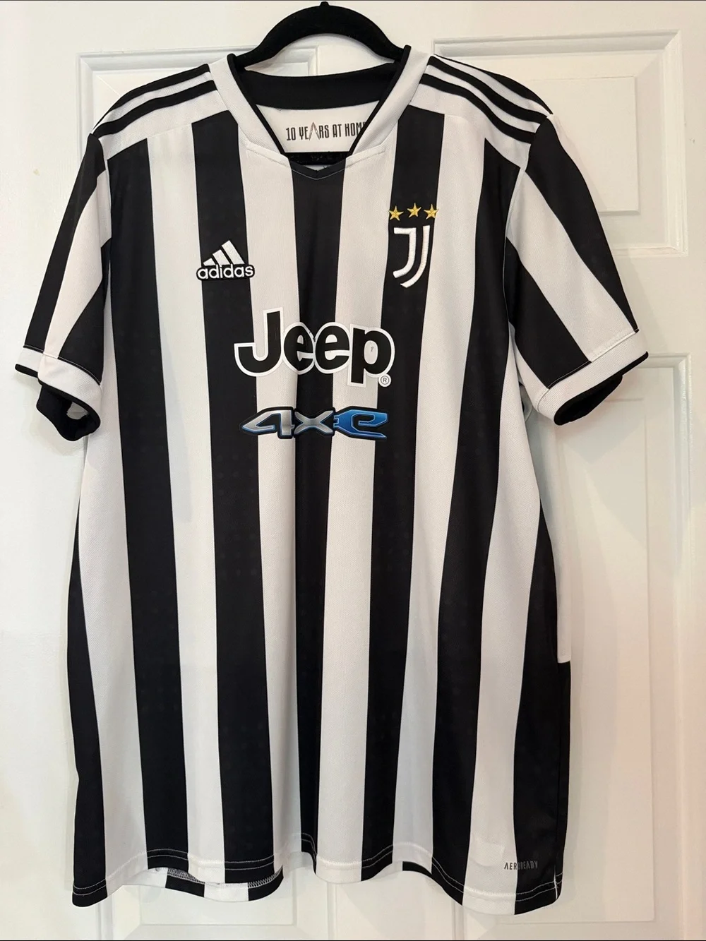 adidas Black and White Striped Soccer Jersey - Picture 1 of 4